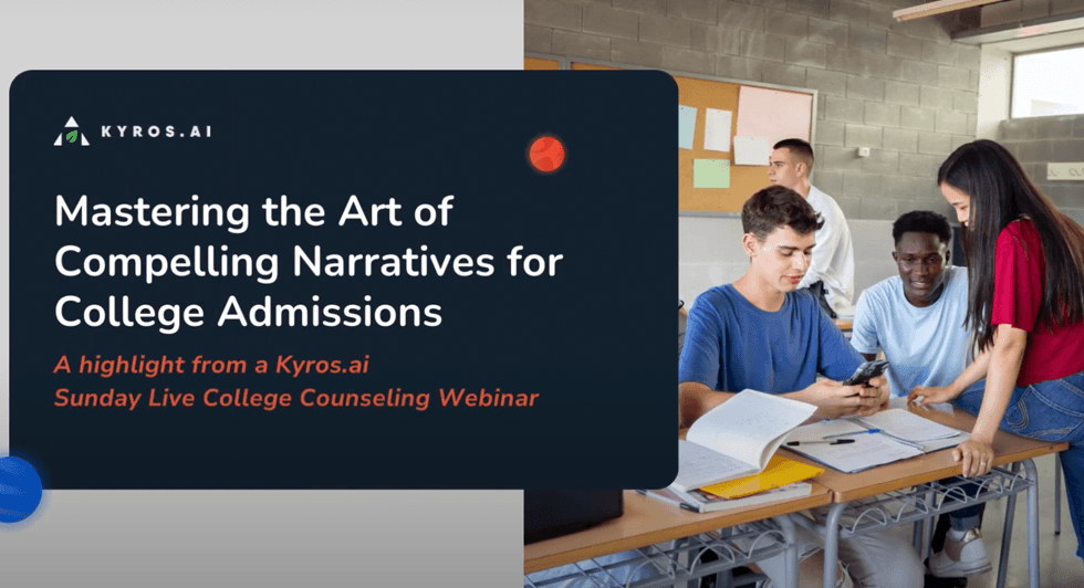 Title card for Kyros.ai mastering compelling narratives webinar